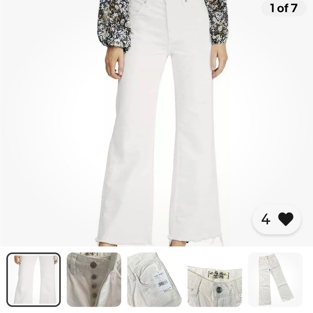 NWT Free People  raw hem  High-Rise wide leg Jeans 24x 30”